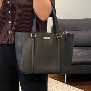 Vintage Kate Spade Black Saffiano Leather Satchel | Triple Compartment Bag